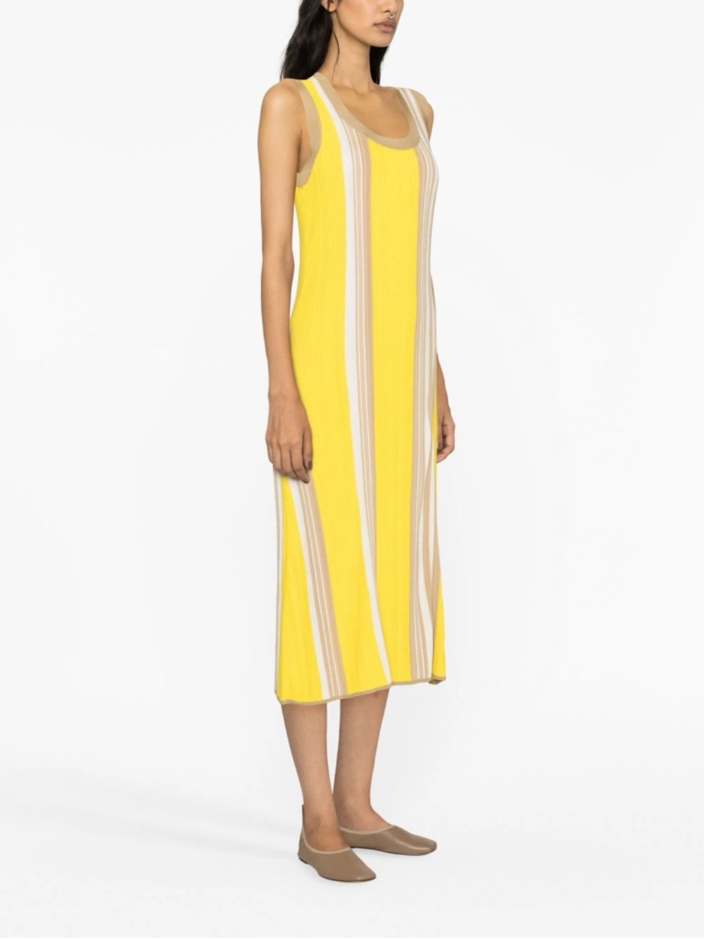 Joseph Stripe-print Knit Midi Dress In Yellow stripe